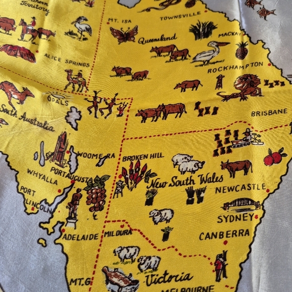 Explore Australia Map Acetate Scarf Hand rolled - Picture 6 of 8